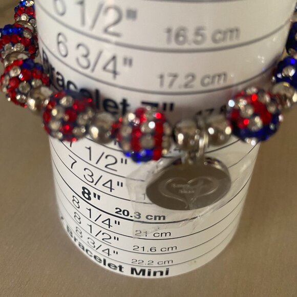 Blessed Beads Red White Blue Rhinestone Patriotic Beaded Stretch Bracelet USA - Picture 7 of 7